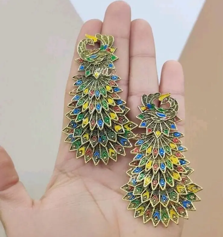 Multi Colour Peacock Earring